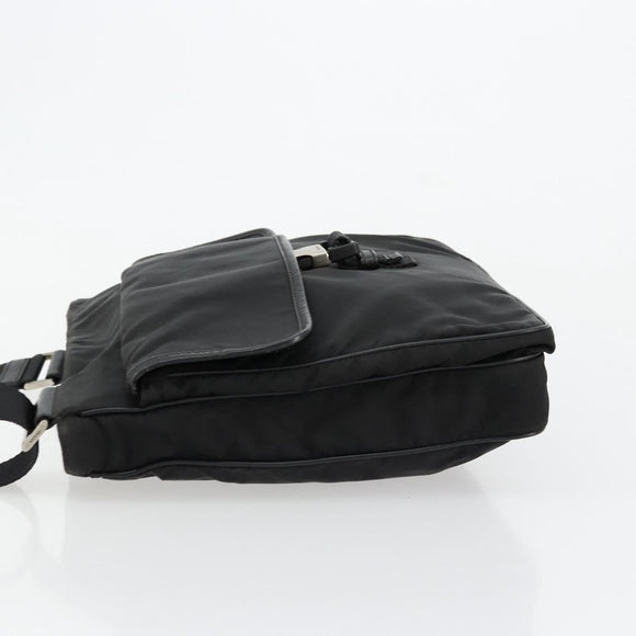 PRADA Shoulder Bag Nylon Black Silver Auth ka4274