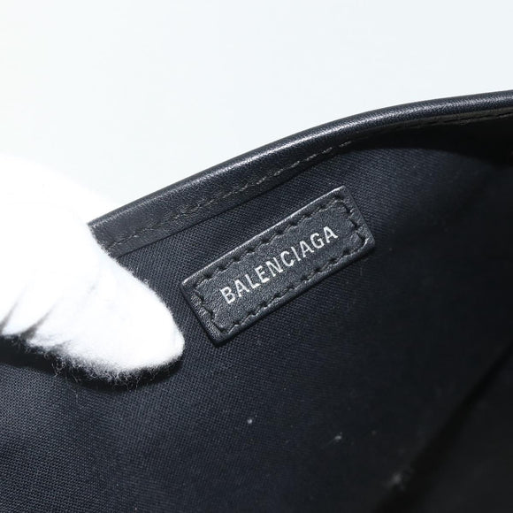 BALENCIAGA Navy Cabas S Bag Canvas Leather White Silver 339933 Auth ka4276A