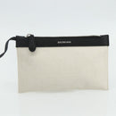BALENCIAGA Navy Cabas S Bag Canvas Leather White Silver 339933 Auth ka4276A-19