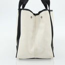 BALENCIAGA Navy Cabas S Bag Canvas Leather White Silver 339933 Auth ka4276A-3