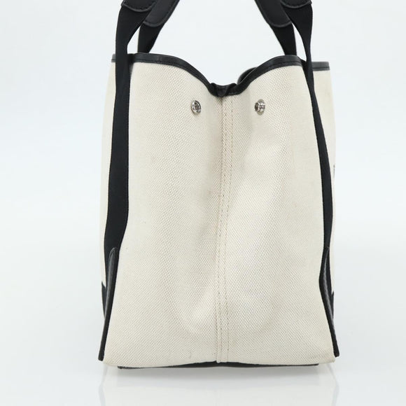 BALENCIAGA Navy Cabas S Bag Canvas Leather White Silver 339933 Auth ka4276A