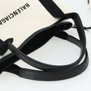BALENCIAGA Navy Cabas S Bag Canvas Leather White Silver 339933 Auth ka4276A-7