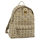 MCM Vicetos Logogram Backpack PVC Beige Gold Auth ka4282-1