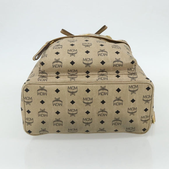 MCM Vicetos Logogram Backpack PVC Beige Gold Auth ka4282