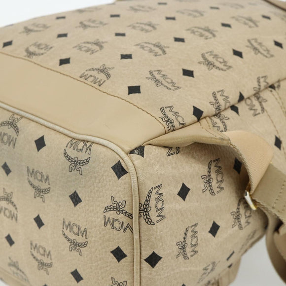 MCM Vicetos Logogram Backpack PVC Beige Gold Auth ka4282
