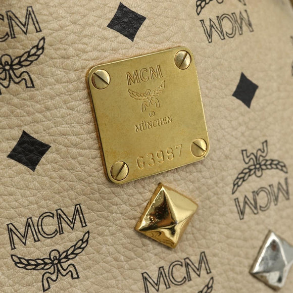 MCM Vicetos Logogram Backpack PVC Beige Gold Auth ka4282