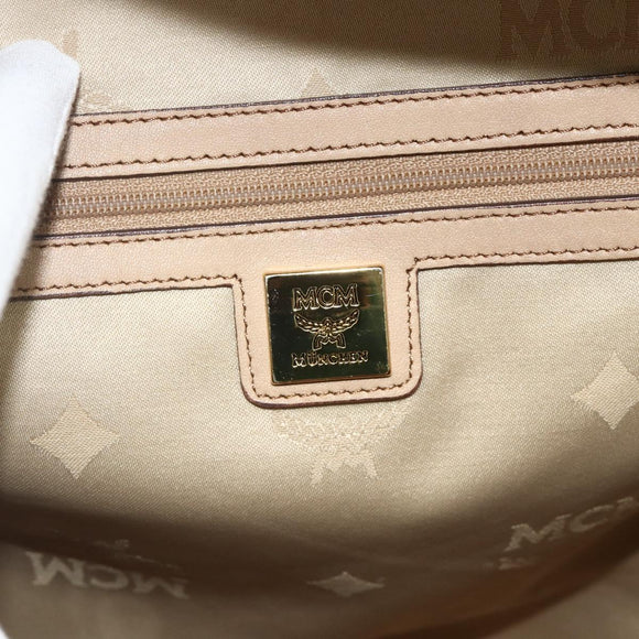 MCM Vicetos Logogram Backpack PVC Beige Gold Auth ka4282