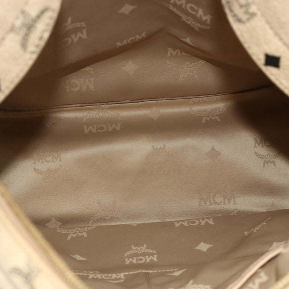 MCM Vicetos Logogram Backpack PVC Beige Gold Auth ka4282