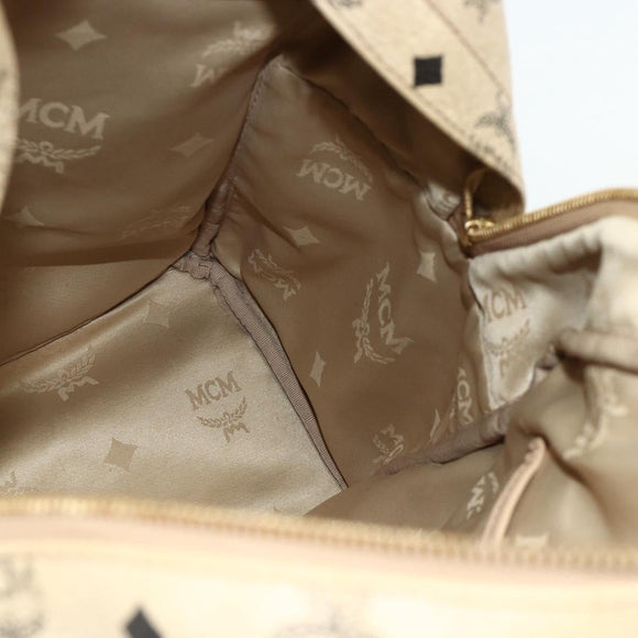 MCM Vicetos Logogram Backpack PVC Beige Gold Auth ka4282
