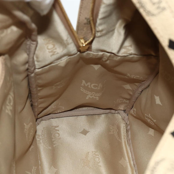 MCM Vicetos Logogram Backpack PVC Beige Gold Auth ka4282