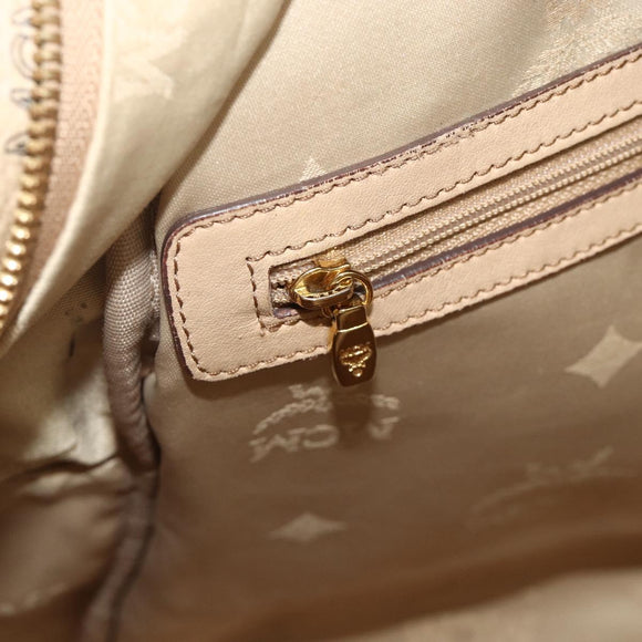 MCM Vicetos Logogram Backpack PVC Beige Gold Auth ka4282