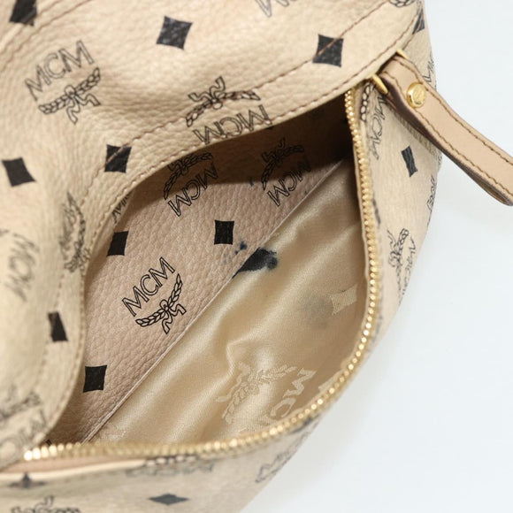 MCM Vicetos Logogram Backpack PVC Beige Gold Auth ka4282
