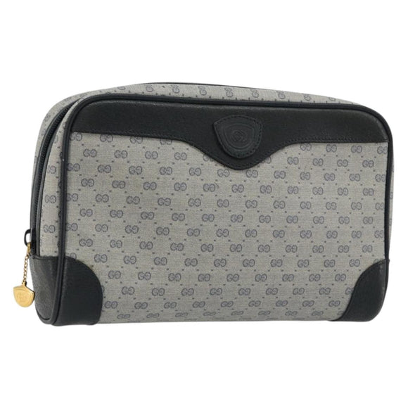 GUCCI Micro GG Supreme Clutch Bag PVC Navy Gold 014 89 0094 Auth ka4286