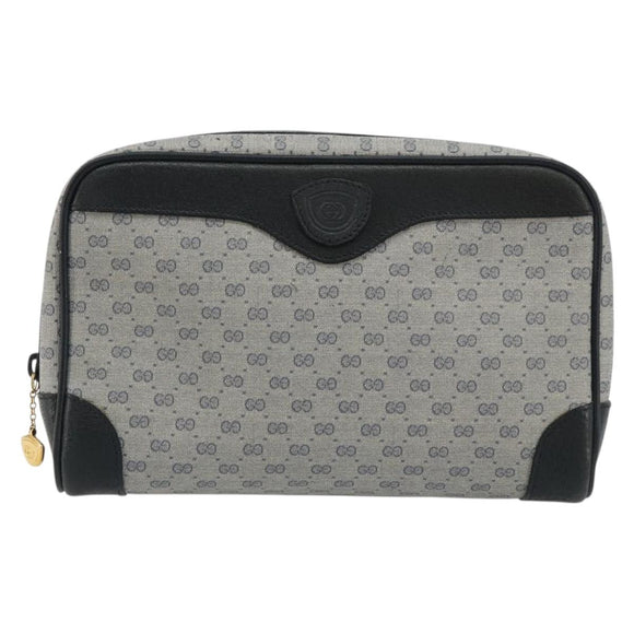 GUCCI Micro GG Supreme Clutch Bag PVC Navy Gold 014 89 0094 Auth ka4286