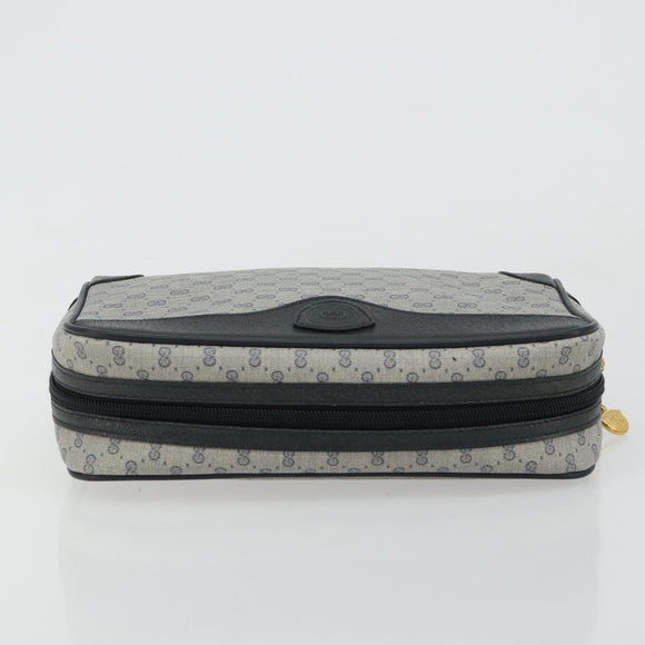GUCCI Micro GG Supreme Clutch Bag PVC Navy Gold 014 89 0094 Auth ka4286