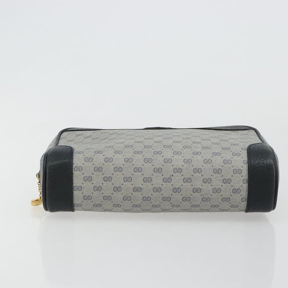 GUCCI Micro GG Supreme Clutch Bag PVC Navy Gold 014 89 0094 Auth ka4286