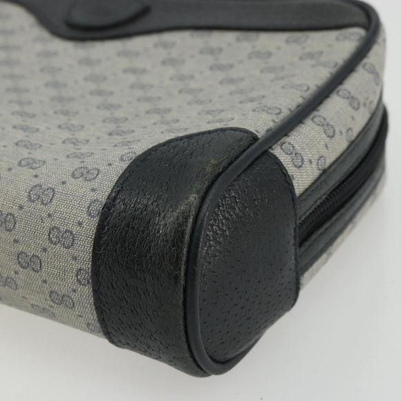 GUCCI Micro GG Supreme Clutch Bag PVC Navy Gold 014 89 0094 Auth ka4286