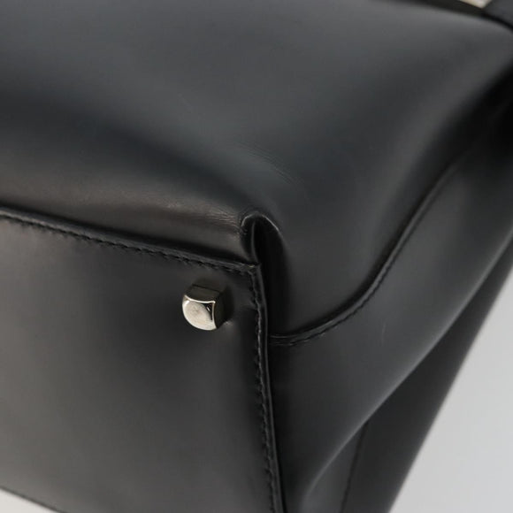 Salvatore Ferragamo Gancini Hand Bag Leather 2way Black Silver Auth ka4288
