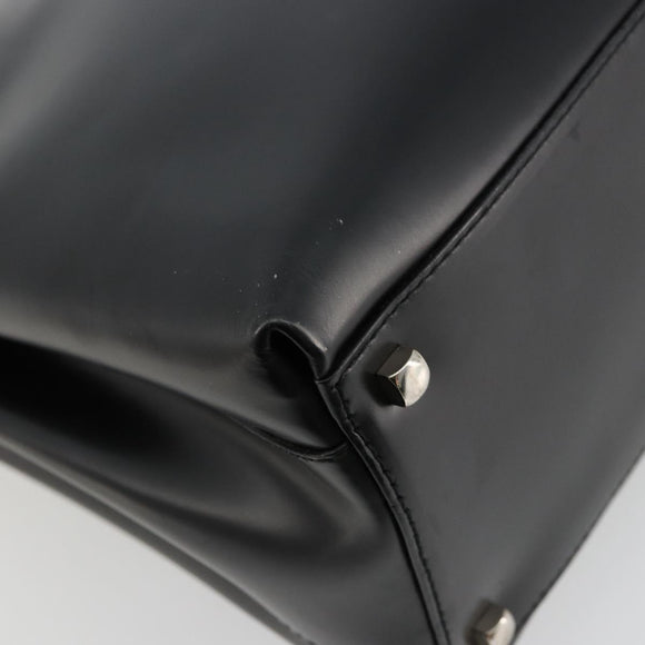 Salvatore Ferragamo Gancini Hand Bag Leather 2way Black Silver Auth ka4288