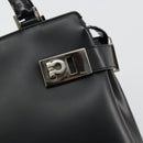 Salvatore Ferragamo Gancini Hand Bag Leather 2way Black Silver Auth ka4288-17