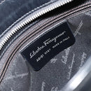 Salvatore Ferragamo Gancini Hand Bag Leather 2way Black Silver Auth ka4288-12