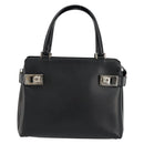 Salvatore Ferragamo Gancini Hand Bag Leather 2way Black Silver Auth ka4288-13