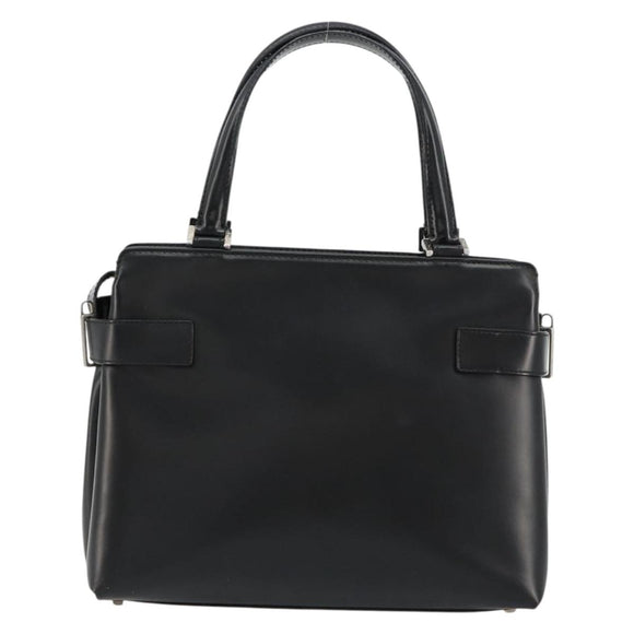 Salvatore Ferragamo Gancini Hand Bag Leather 2way Black Silver Auth ka4288