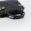 Salvatore Ferragamo Gancini Hand Bag Leather 2way Black Silver Auth ka4288-7