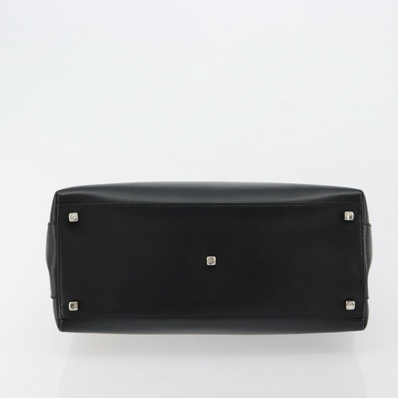 Salvatore Ferragamo Gancini Hand Bag Leather 2way Black Silver Auth ka4288