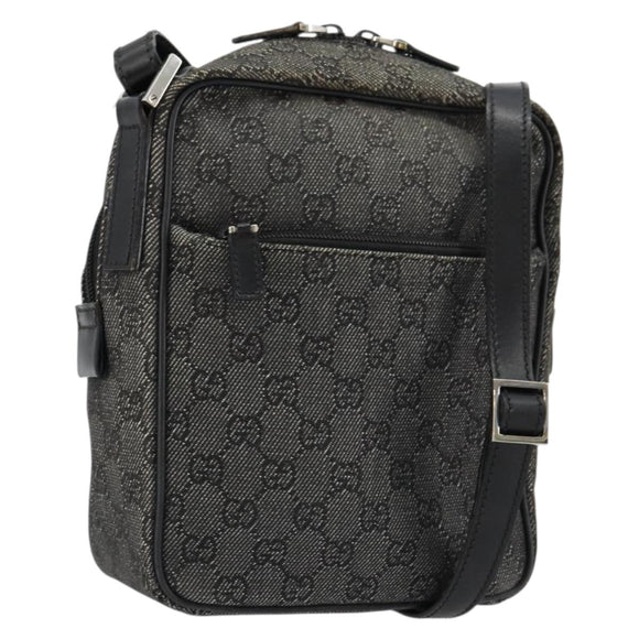 GUCCI GG Canvas Shoulder Bag Black Silver 03136 Auth ka4292