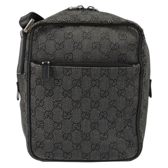 GUCCI GG Canvas Shoulder Bag Black Silver 03136 Auth ka4292