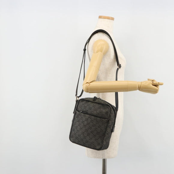 GUCCI GG Canvas Shoulder Bag Black Silver 03136 Auth ka4292