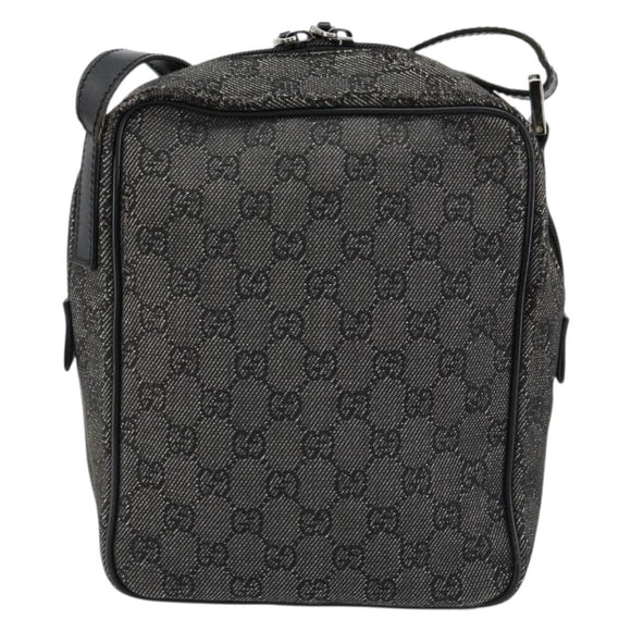 GUCCI GG Canvas Shoulder Bag Black Silver 03136 Auth ka4292