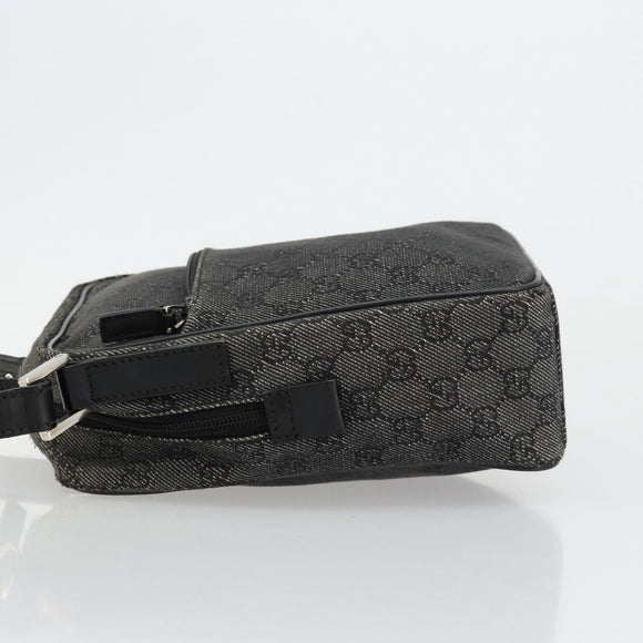 GUCCI GG Canvas Shoulder Bag Black Silver 03136 Auth ka4292