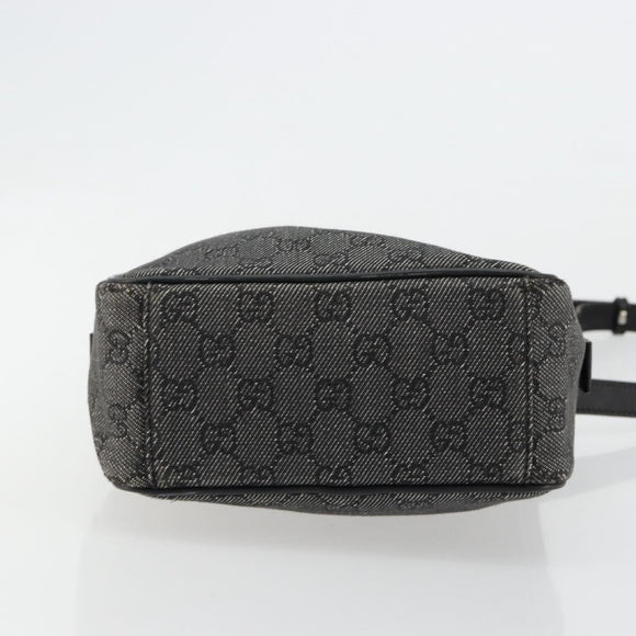 GUCCI GG Canvas Shoulder Bag Black Silver 03136 Auth ka4292