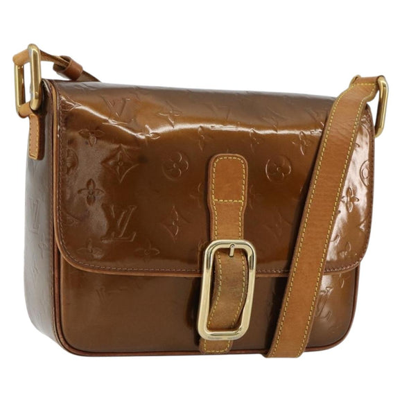 LOUIS VUITTON Monogram Vernis Christie GM Shoulder Bag Bronze M91107 Auth ka4295