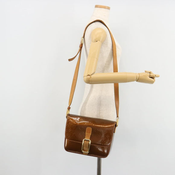 LOUIS VUITTON Monogram Vernis Christie GM Shoulder Bag Bronze M91107 Auth ka4295