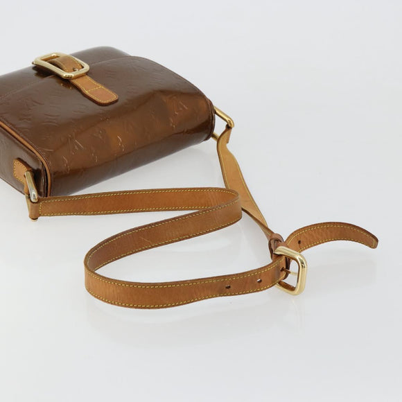 LOUIS VUITTON Monogram Vernis Christie GM Shoulder Bag Bronze M91107 Auth ka4295