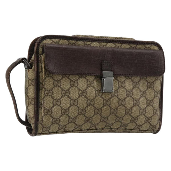 GUCCI GG Supreme Hand Bag PVC Beige Silver 108844 Auth ka4299