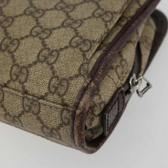GUCCI GG Supreme Hand Bag PVC Beige Silver 108844 Auth ka4299