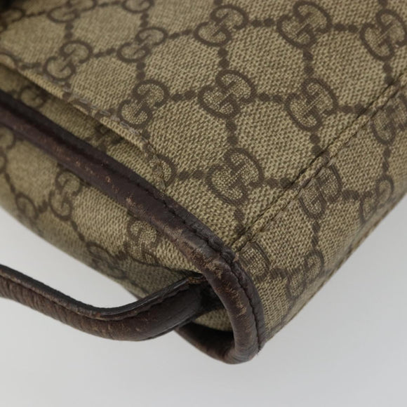 GUCCI GG Supreme Hand Bag PVC Beige Silver 108844 Auth ka4299