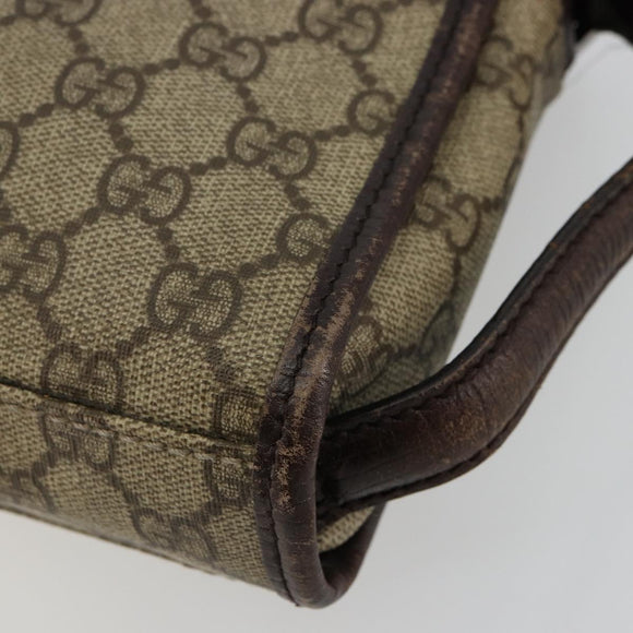 GUCCI GG Supreme Hand Bag PVC Beige Silver 108844 Auth ka4299