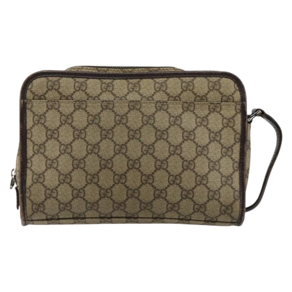 GUCCI GG Supreme Hand Bag PVC Beige Silver 108844 Auth ka4299