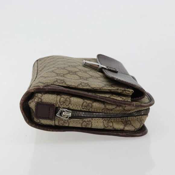 GUCCI GG Supreme Hand Bag PVC Beige Silver 108844 Auth ka4299