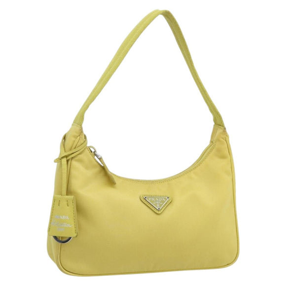 PRADA Hand Bag Nylon Yellow Yellow Auth ka4300A
