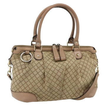 GUCCI Diamante Hand Bag Canvas 2way Beige Gold 247902 Auth ka4301