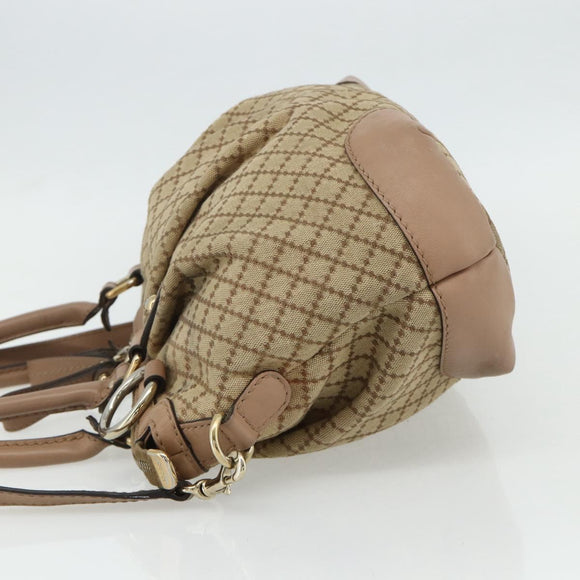 GUCCI Diamante Hand Bag Canvas 2way Beige Gold 247902 Auth ka4301