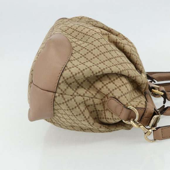 GUCCI Diamante Hand Bag Canvas 2way Beige Gold 247902 Auth ka4301