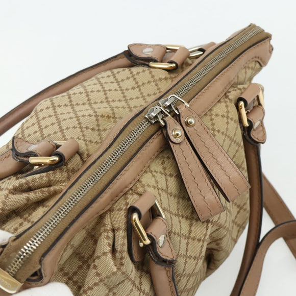 GUCCI Diamante Hand Bag Canvas 2way Beige Gold 247902 Auth ka4301
