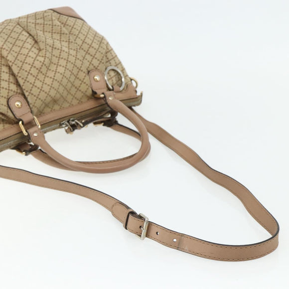 GUCCI Diamante Hand Bag Canvas 2way Beige Gold 247902 Auth ka4301